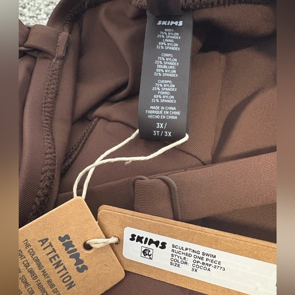 NWT SKIMS Sculpting Swim Ruched One Piece Swimsuit in Cocoa Size 3X - Picture 5 of 6